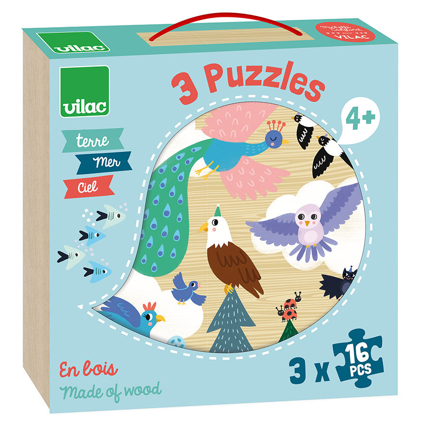 Puslespill x3 - jorda, sjøen, himmelen