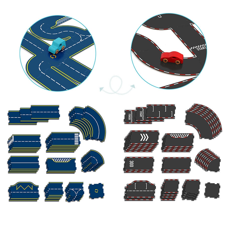 Tosidig veibane med to biler