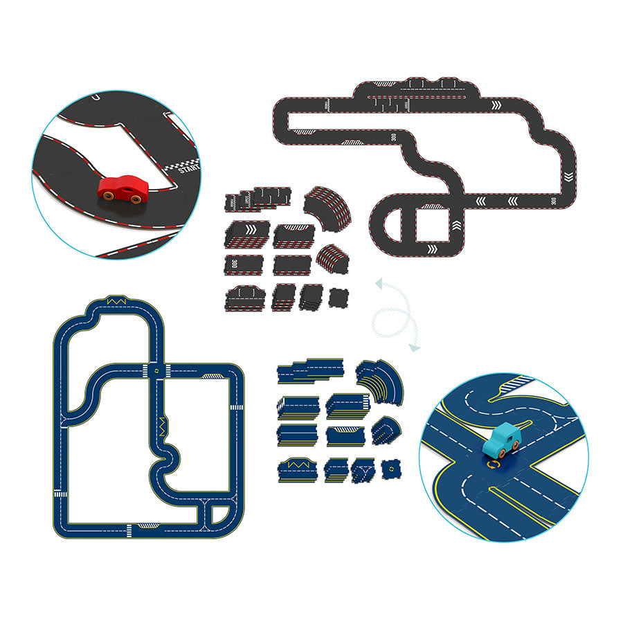 Tosidig veibane med to biler