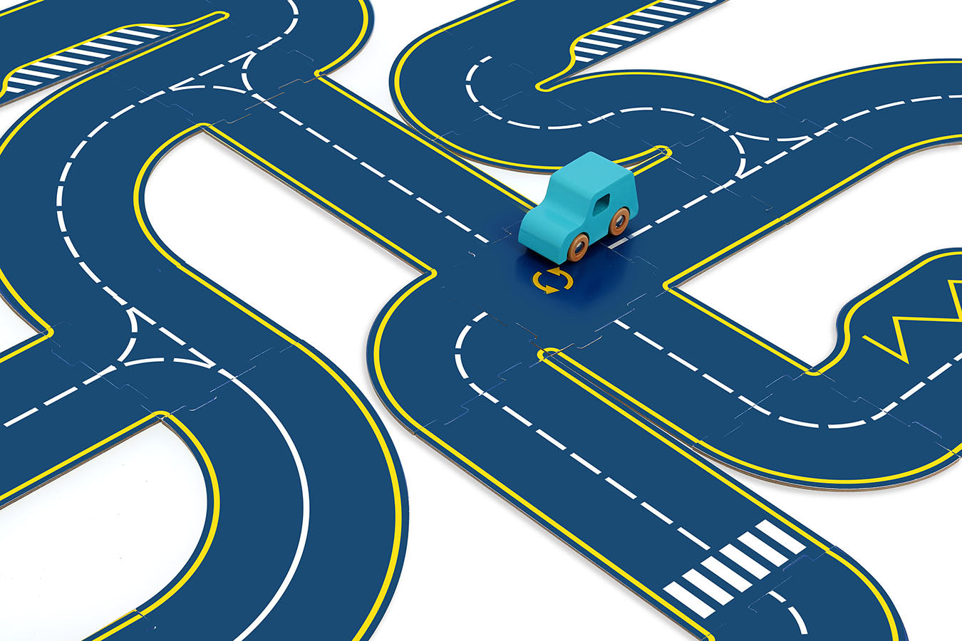 Tosidig veibane med to biler