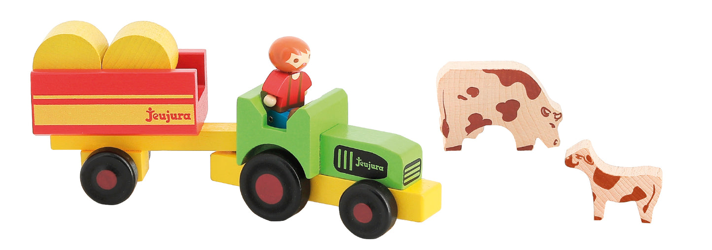 Bonde med traktor, henger og dyr - figurer