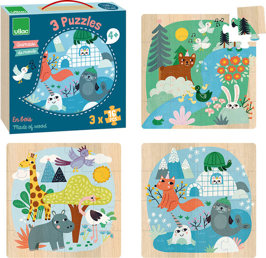 Puslespill x3 - verdens dyr